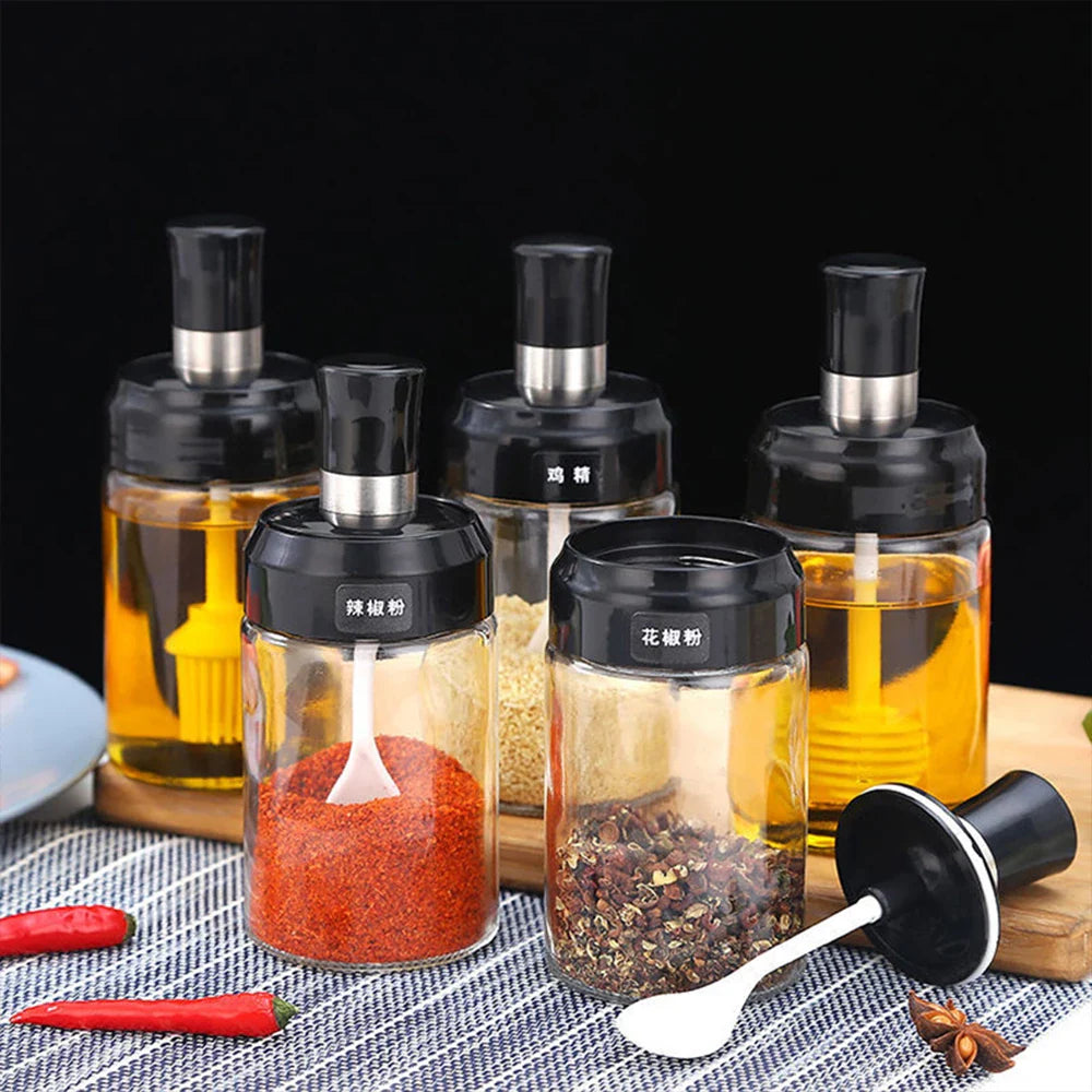 250ml Kitchen Condiment Jar Glass Seasoning Bottle With Spoon