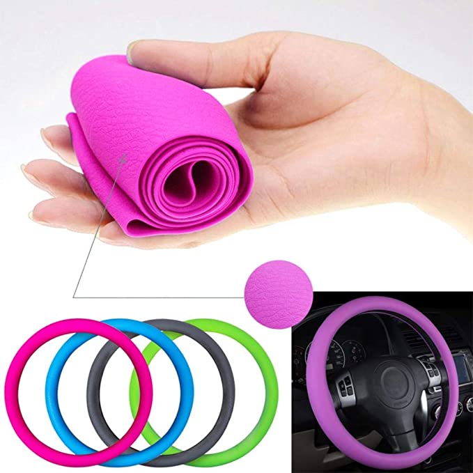 Soft Silicone Car Steering Wheel Cover Non-Slip Car Decoration Steering Wheel Cover